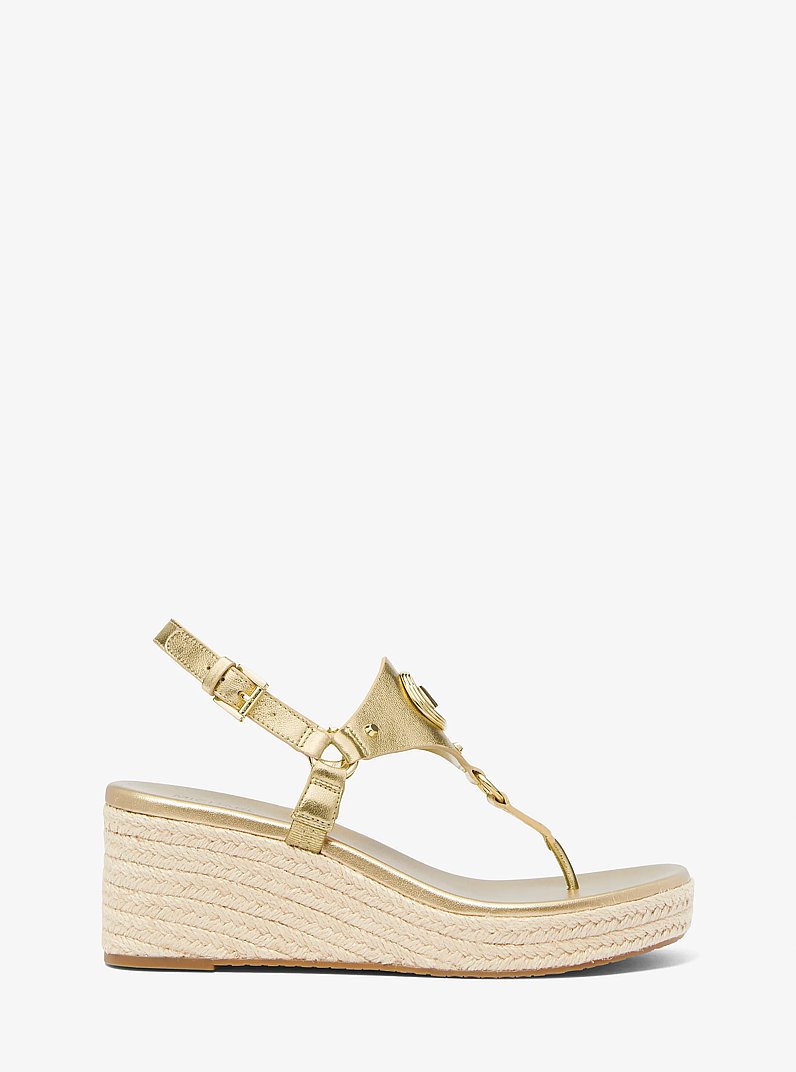 Sandalo con zeppa Casey in pelle metallizzata