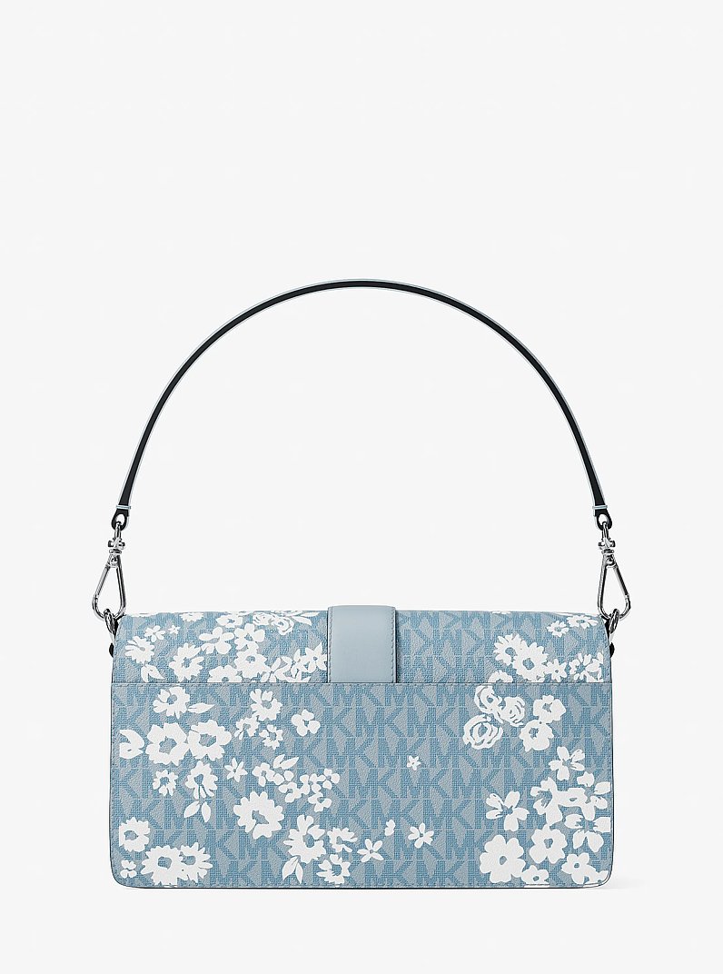 Greenwich Medium Printed Signature Logo Convertible Shoulder Bag in PALE OCEAN | Michael Kors