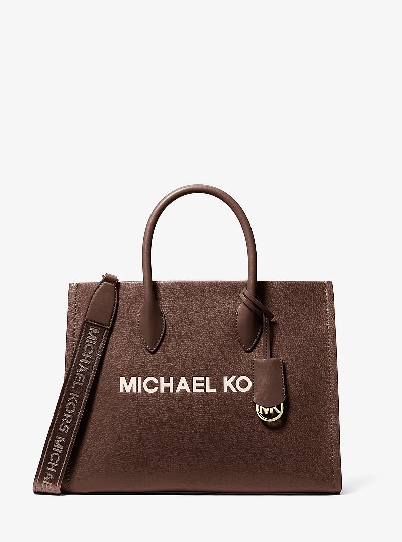 Mirella Medium Pebbled Leather Tote Bag in NUTMEG | Michael Kors