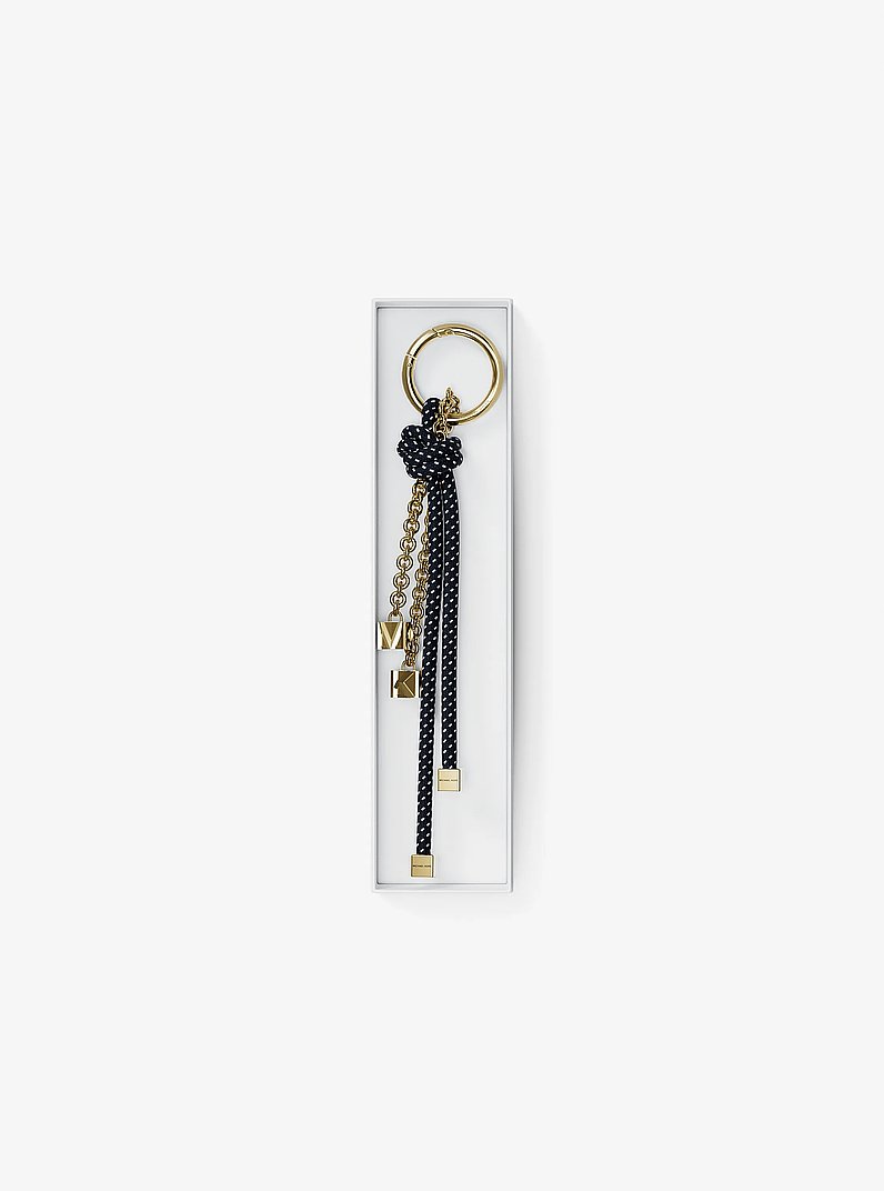 Taschenanh&auml;nger im Goldton mit gesprenkelten B&auml;ndern in MIDNIGHT | Michael Kors