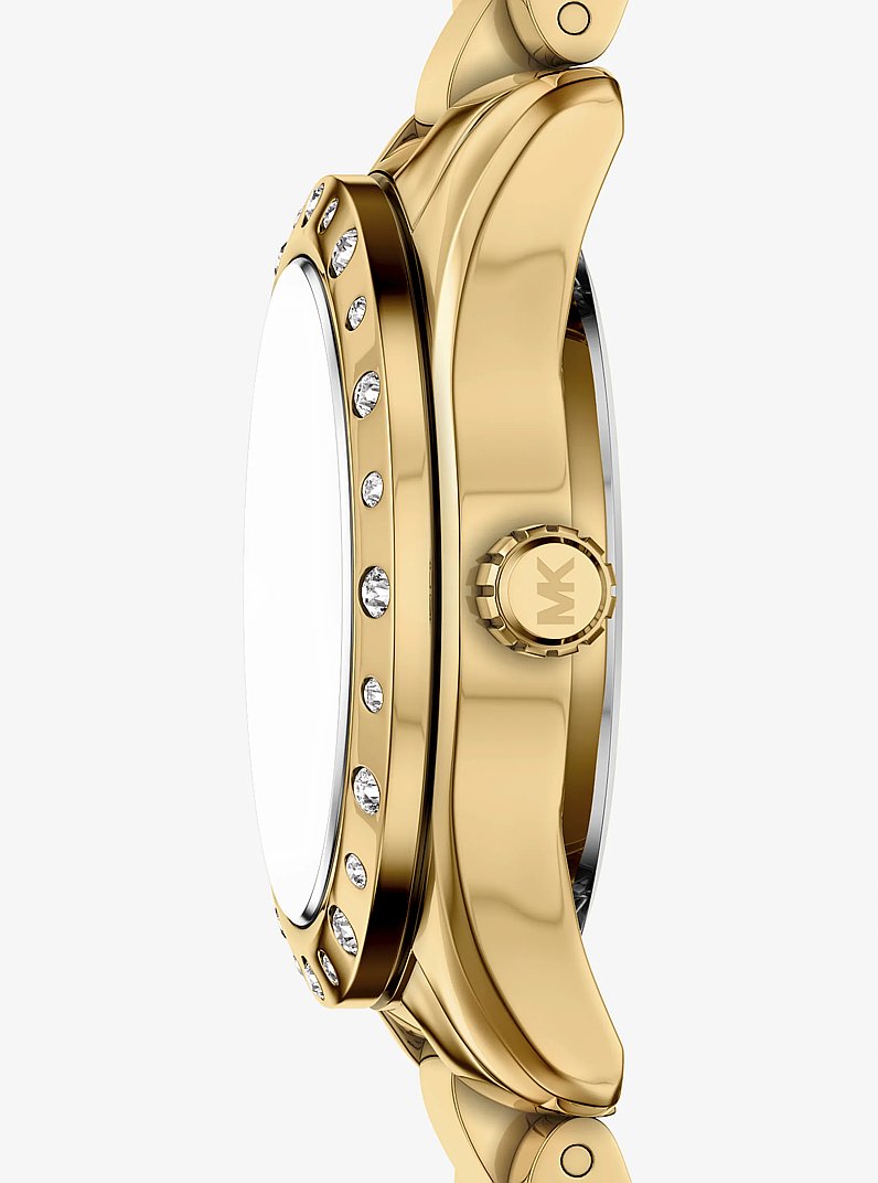 Petite Lexington Pav&eacute; Gold Watch and Heart Bracelet Gift Set in GOLD | Michael Kors