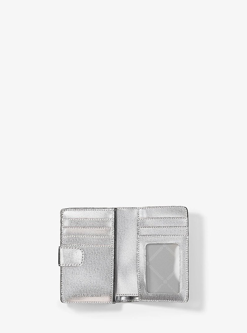 Jet Set Travel Medium Printed Signature Logo Bi-Fold Wallet in BLACK | Michael Kors