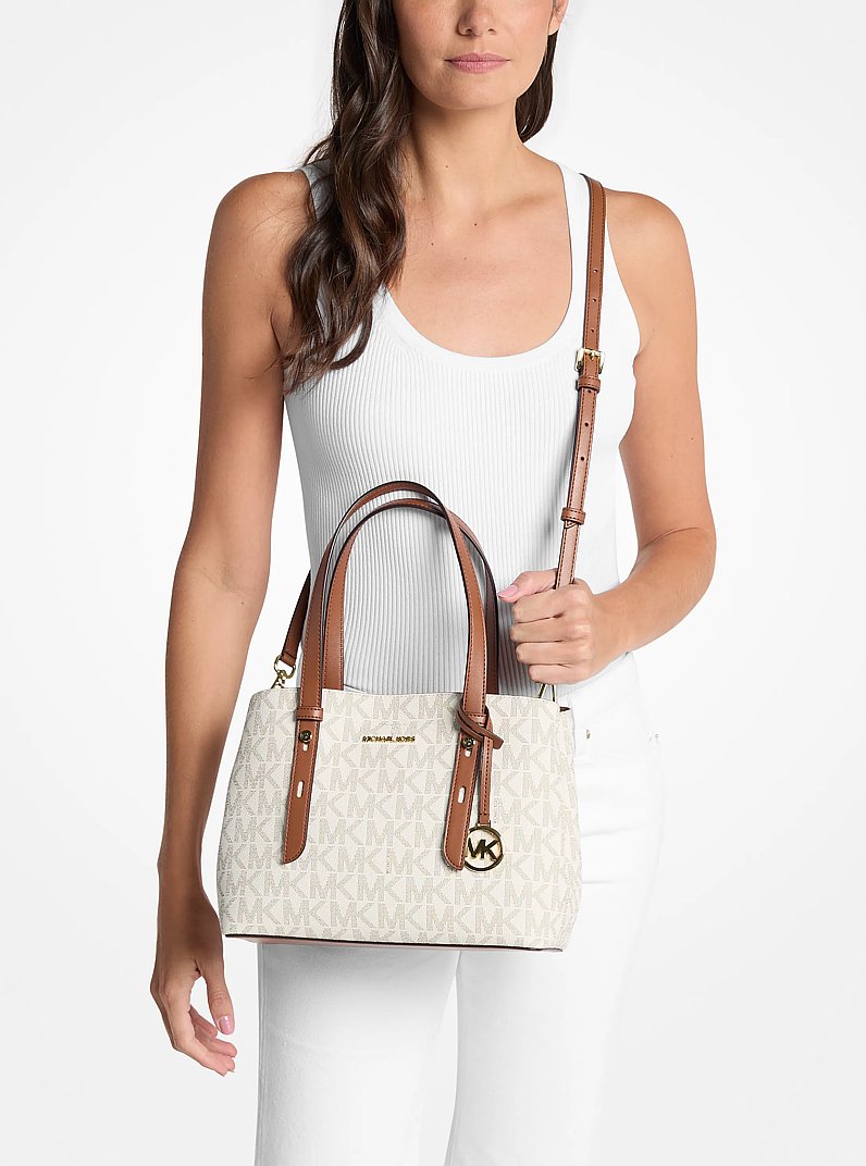 Mala tote com log&oacute;tipo exclusivo Mel pequena in BAUNILHA/BAGAGEM | Michael Kors