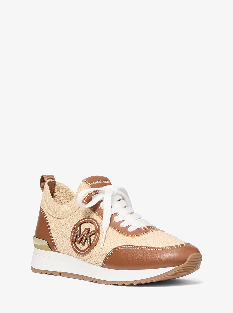 Jenkins Two-Tone Stretch Knit Trainer in NATURAL | Michael Kors