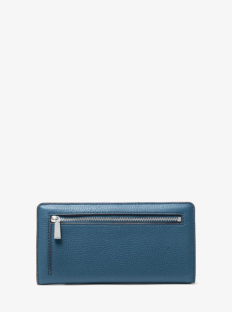 Bryant Large Pebbled Leather Snap-Front Wallet in DK CHAMBRAY | Michael Kors