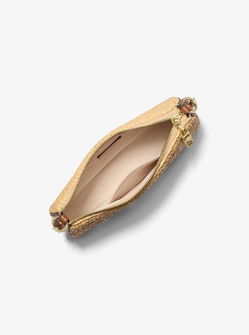 Pochette Empire Medium aus handgeh&auml;keltem Stroh mit Kette