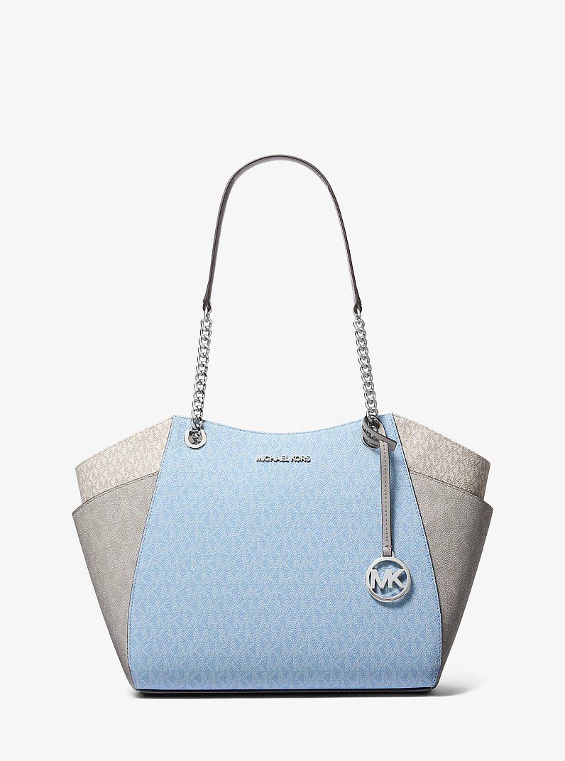 Jet Set Large Color-Block Signature Logo Shoulder Bag in LT SKY MLT | Michael Kors