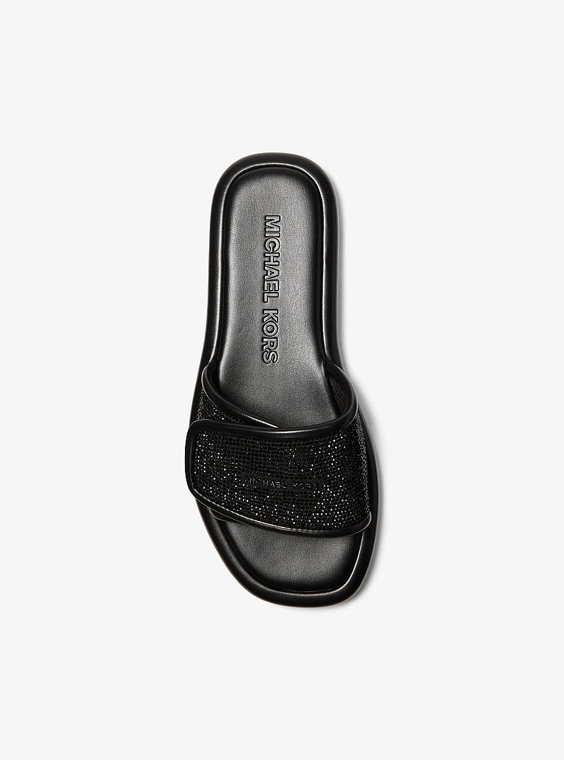 Suki Embellished Slide Sandal in BLACK | Michael Kors