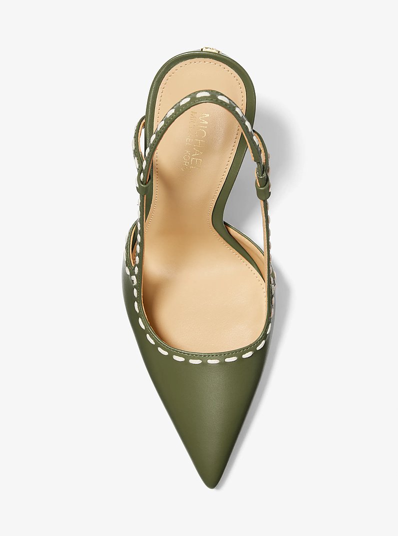 Slingpumps Alora aus von Hand besticktem Leder in SMOKEY OLIVE | Michael Kors