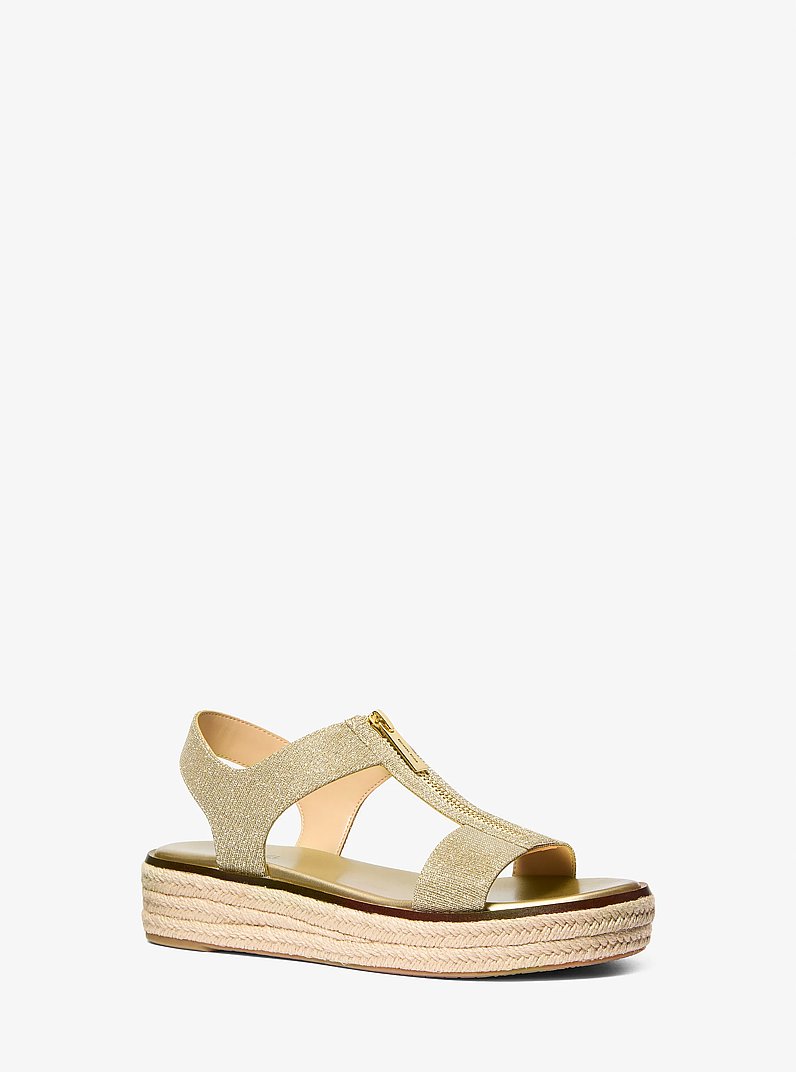 Berkley Glitter Chain Mesh Espadrille Sandal in PALE GOLD | Michael Kors