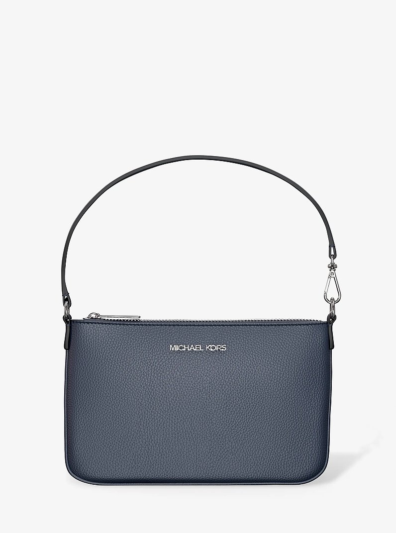 Jet Set Small Pebbled Leather Convertible Wristlet in NAVY | Michael Kors