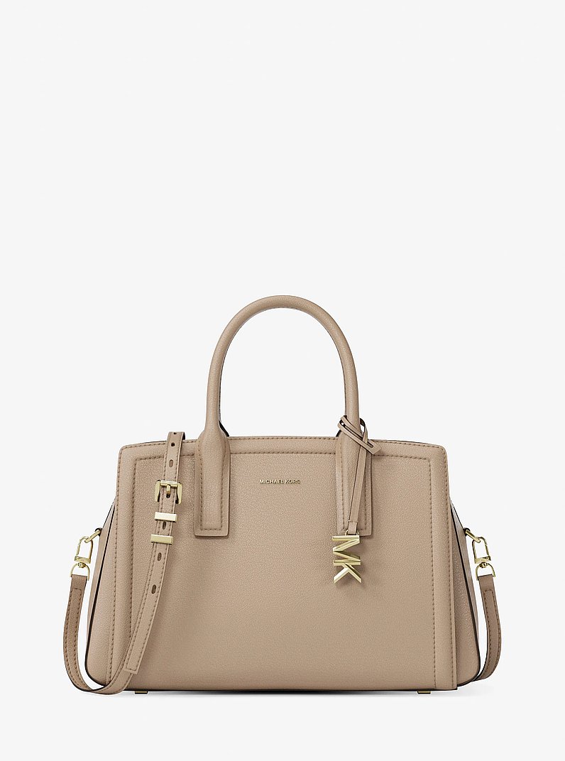 Laila Medium Leather Satchel in KHAKI | Michael Kors