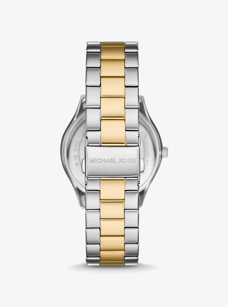 Oversized Aspyn Two-Tone Watch and Leather Card Case Gift Set in TWO TONE | Michael Kors
