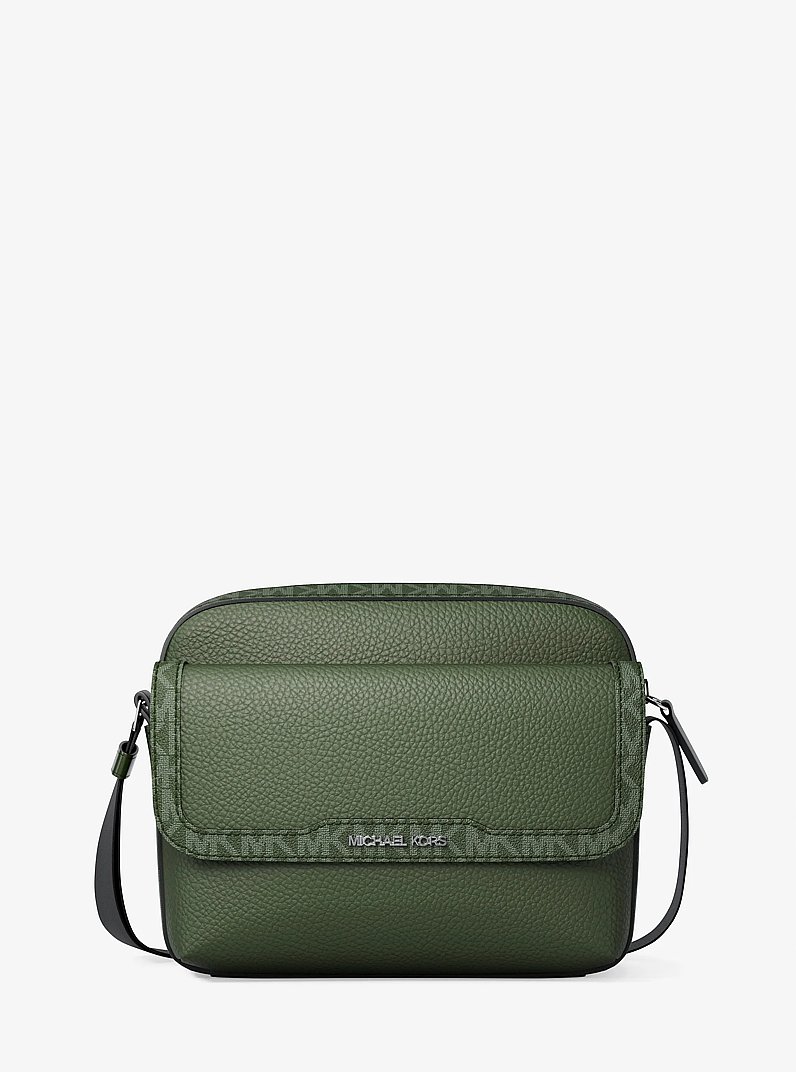 Cooper Medium Pebbled Leather and Signature Logo Camera Crossbody