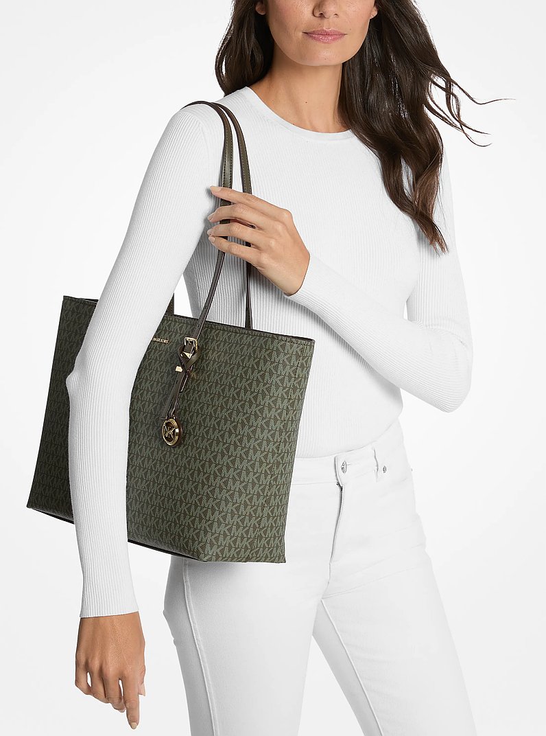 Quinn Large Signature Logo and Leather Tote Bag