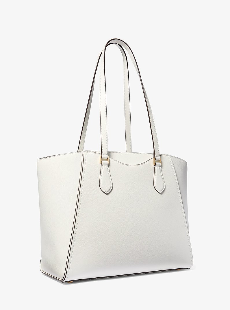 Taryn Large Leather Tote Bag in OPTIC WHITE | Michael Kors