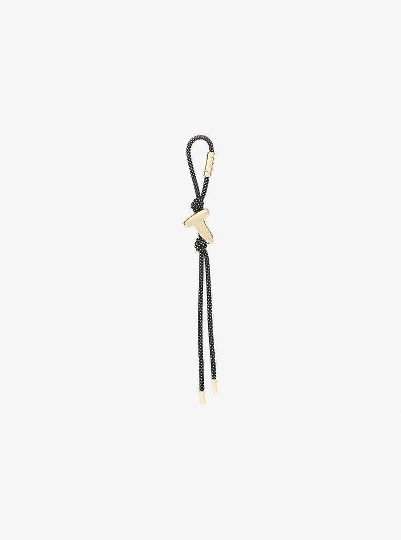 Initial Gold-Tone and Speckled Cord Bag Charm in 18K GOLD | Michael Kors