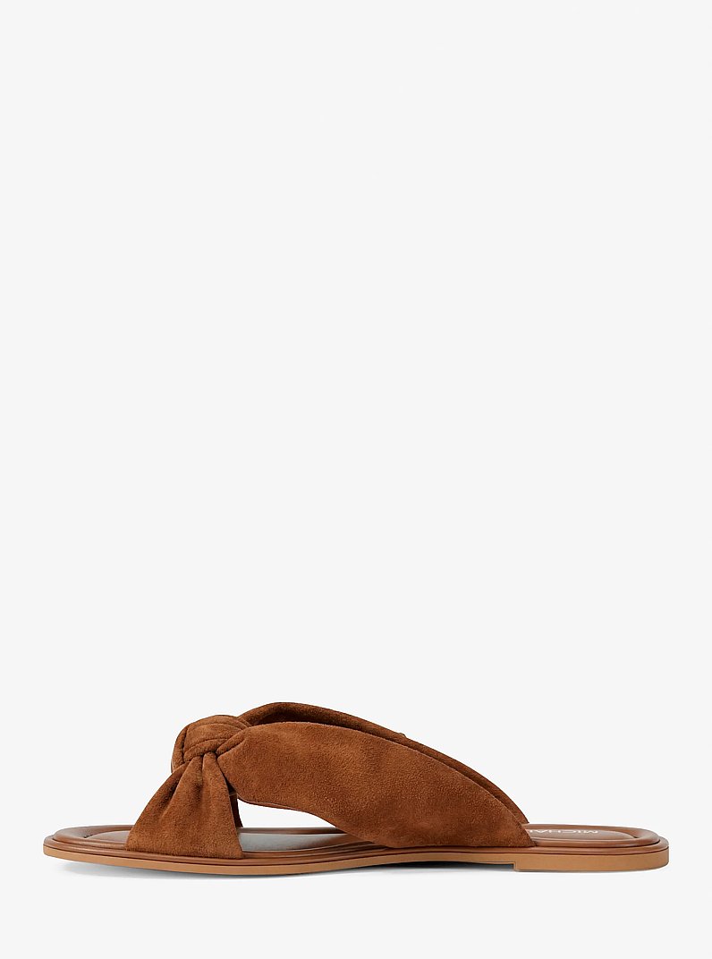 Sandalo slide Elena in pelle scamosciata in CUOIO | Michael Kors