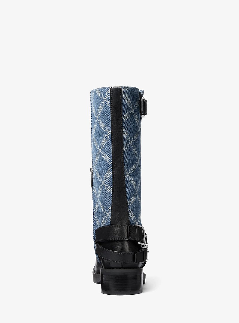 Bikerstiefel Crosby aus Denim mit Empire Diamond-Jacquardmuster