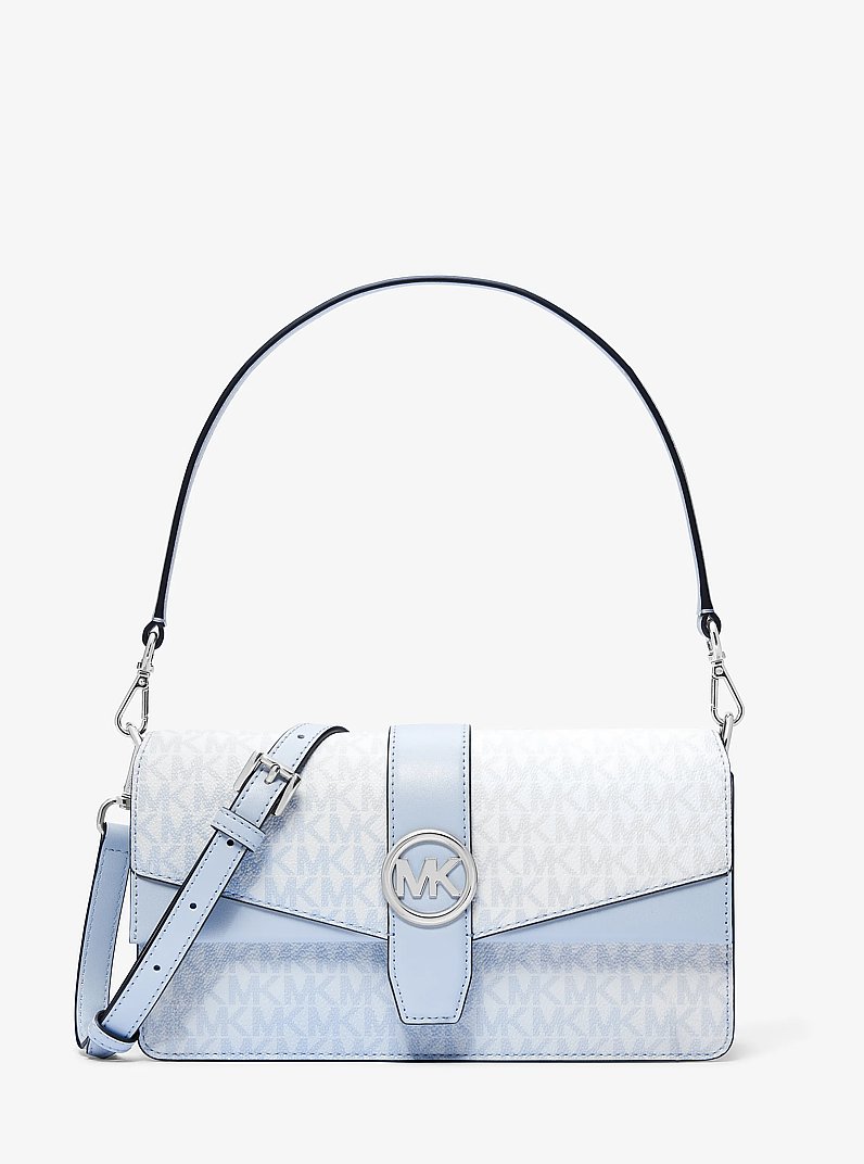 Greenwich Medium Signature Logo Shoulder Bag in PALE OCEAN | Michael Kors