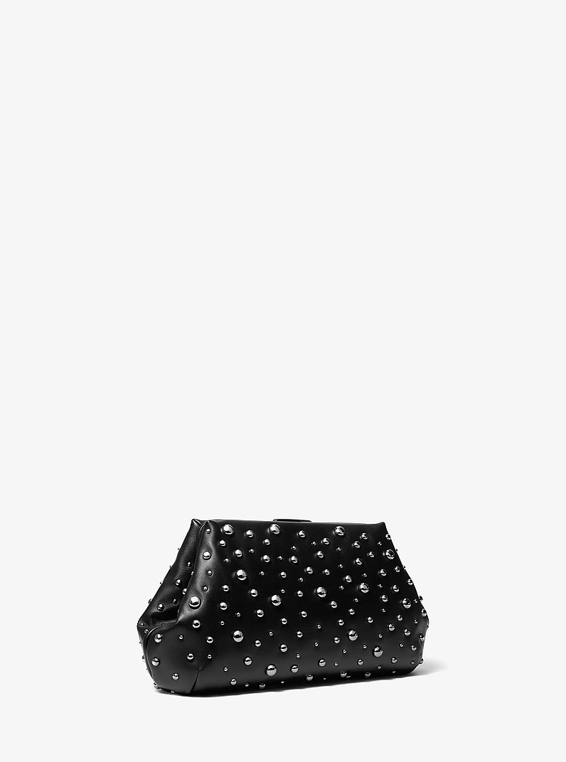 Goldie Large Studded Leather Clutch  in BLACK | Michael Kors