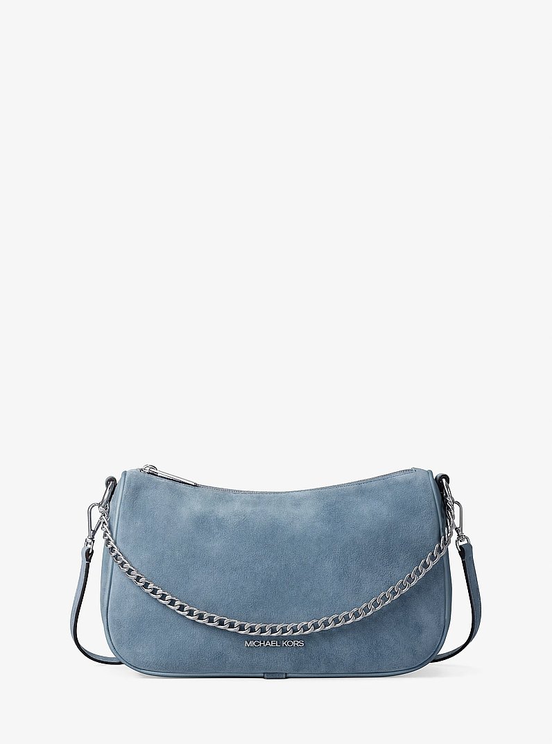 Carmela Medium Suede Convertible Crossbody Bag in DENIM | Michael Kors