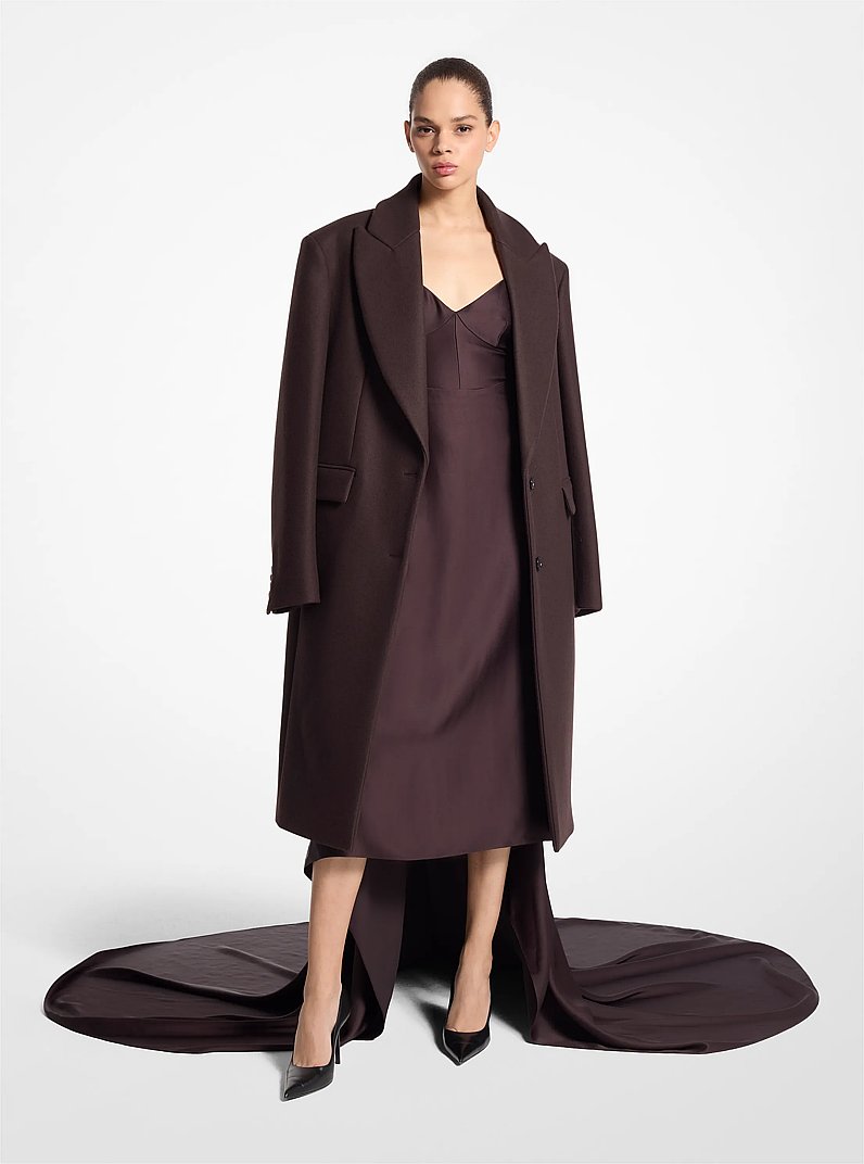 Manteau Chesterfield en laine melton in CHOCOLAT | Michael Kors