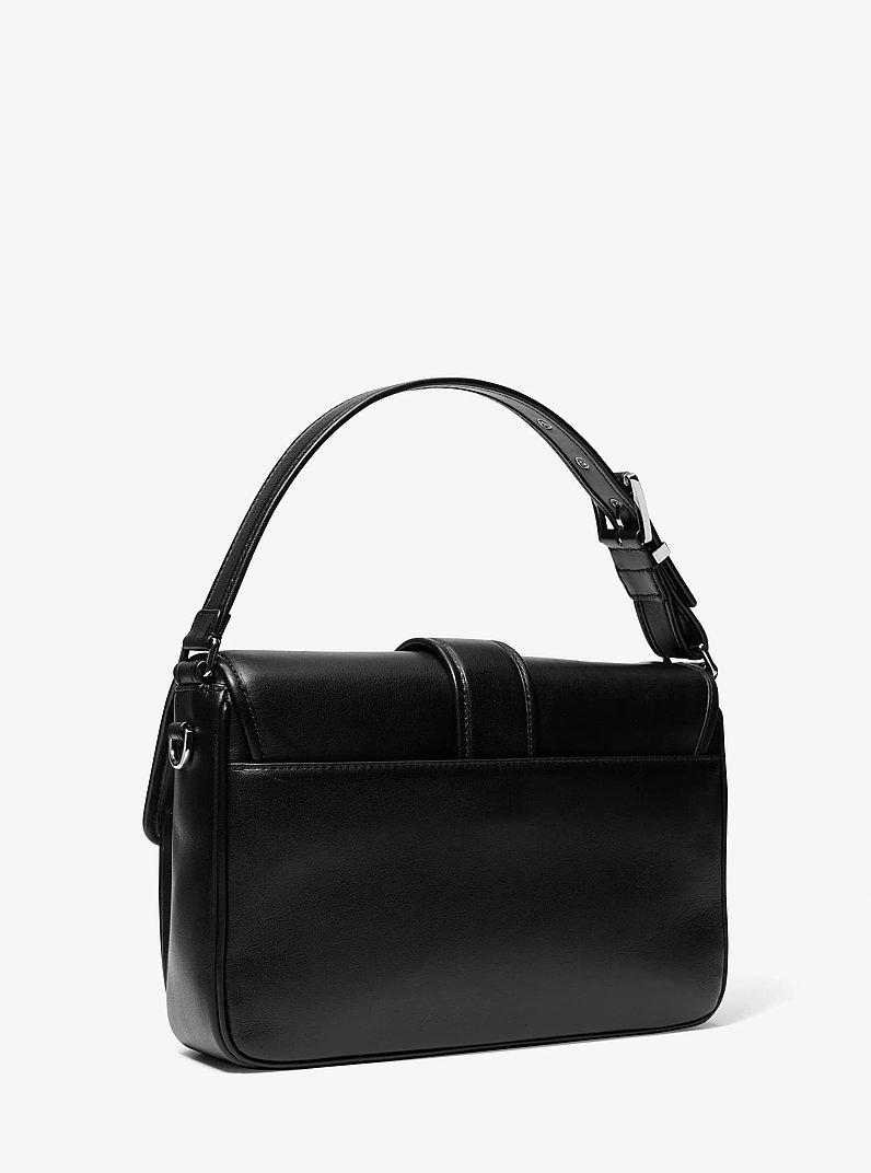 Colby Medium Grommeted Leather Messenger Bag in BLACK | Michael Kors