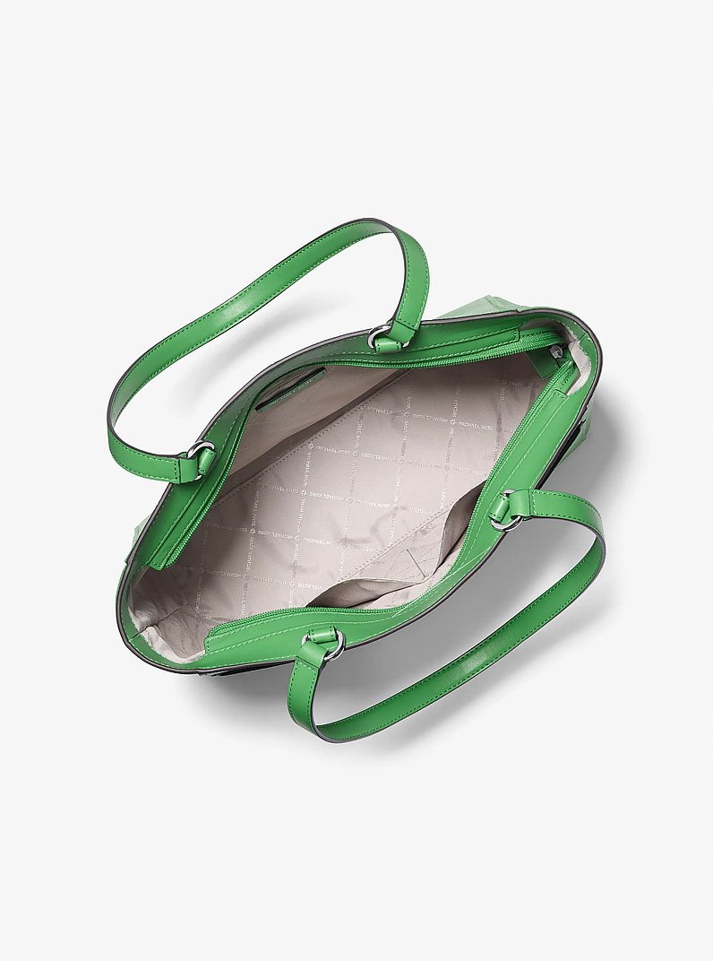 Samira Large Pebbled Leather Tote Bag in PALM GREEN | Michael Kors