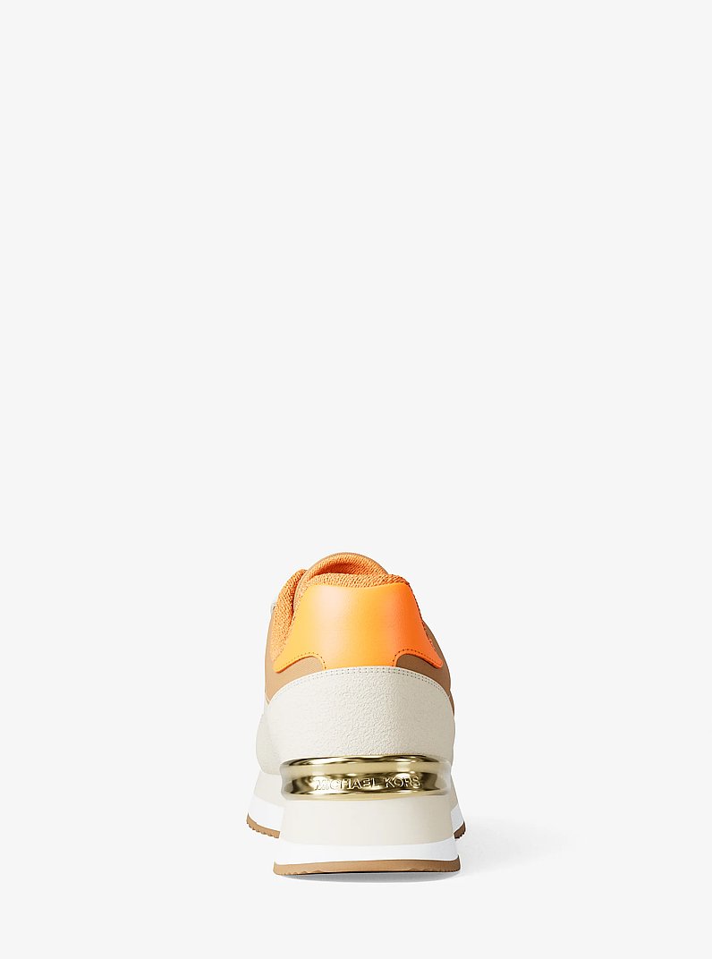 Hattie Mixed-Media Trainer in POP ORANGE | Michael Kors