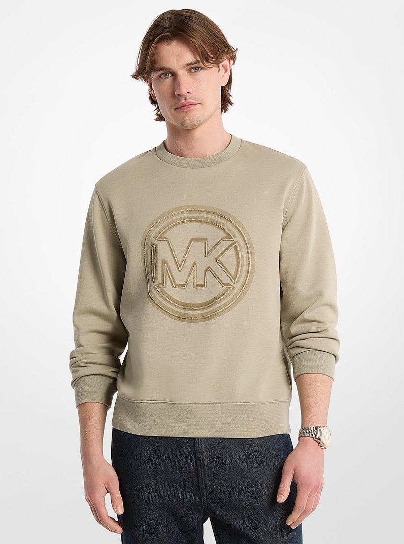 Sweatshirt aus Baumwollmischung mit Rundhalsausschnitt und Logo in BLASSES GRAUGR&Uuml;N | Michael Kors