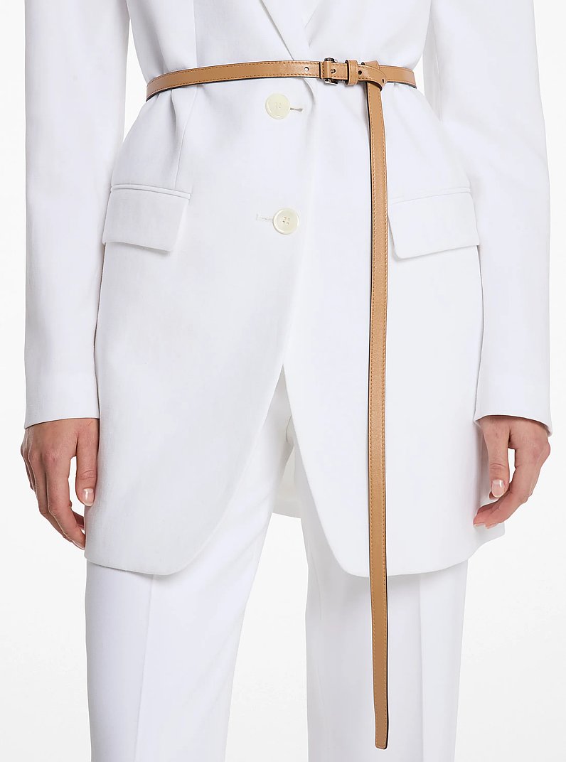 Carolyn Leather Belt in PEANUT | Michael Kors