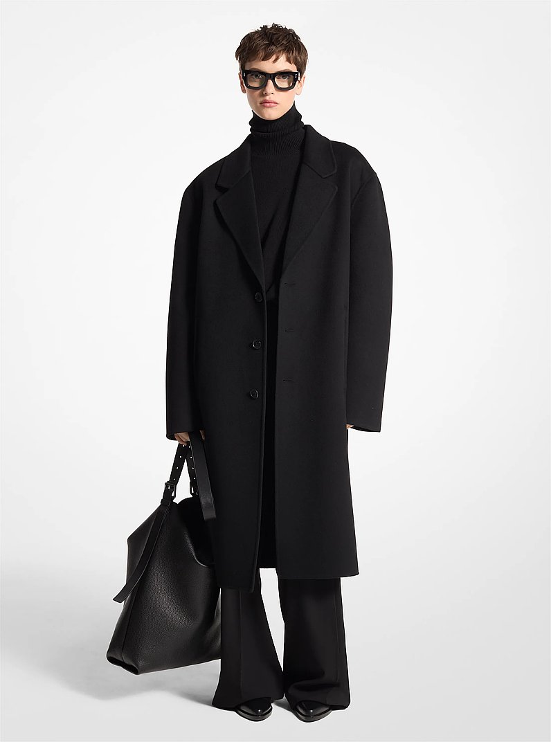 Double Faced Wool Melton Coat in BLACK | Michael Kors
