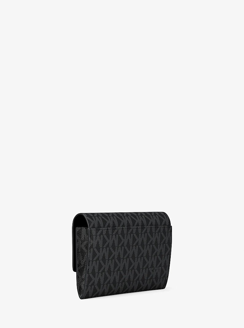 Portefeuille Jet Set 2 en 1 de taille moyenne &agrave; logo Signature in NOIR | Michael Kors