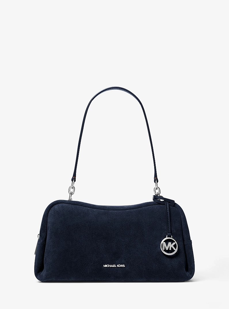 Cecily Medium Suede Shoulder Bag in NAVY | Michael Kors