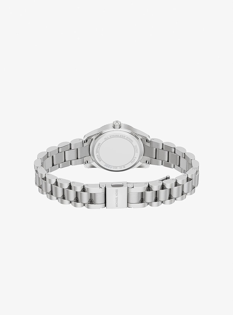 Petite Lexington Pav&eacute; Silver-Tone Watch in SILVER | Michael Kors