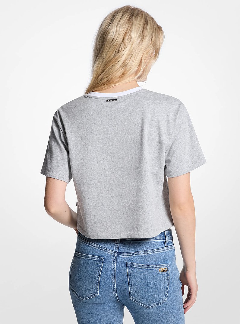 Appliqu&eacute;d Cotton T-Shirt in PEARL GREY | Michael Kors