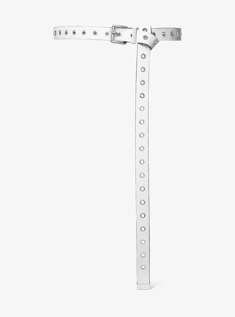 Grommeted Leather Belt in OPTIC WHITE | Michael Kors