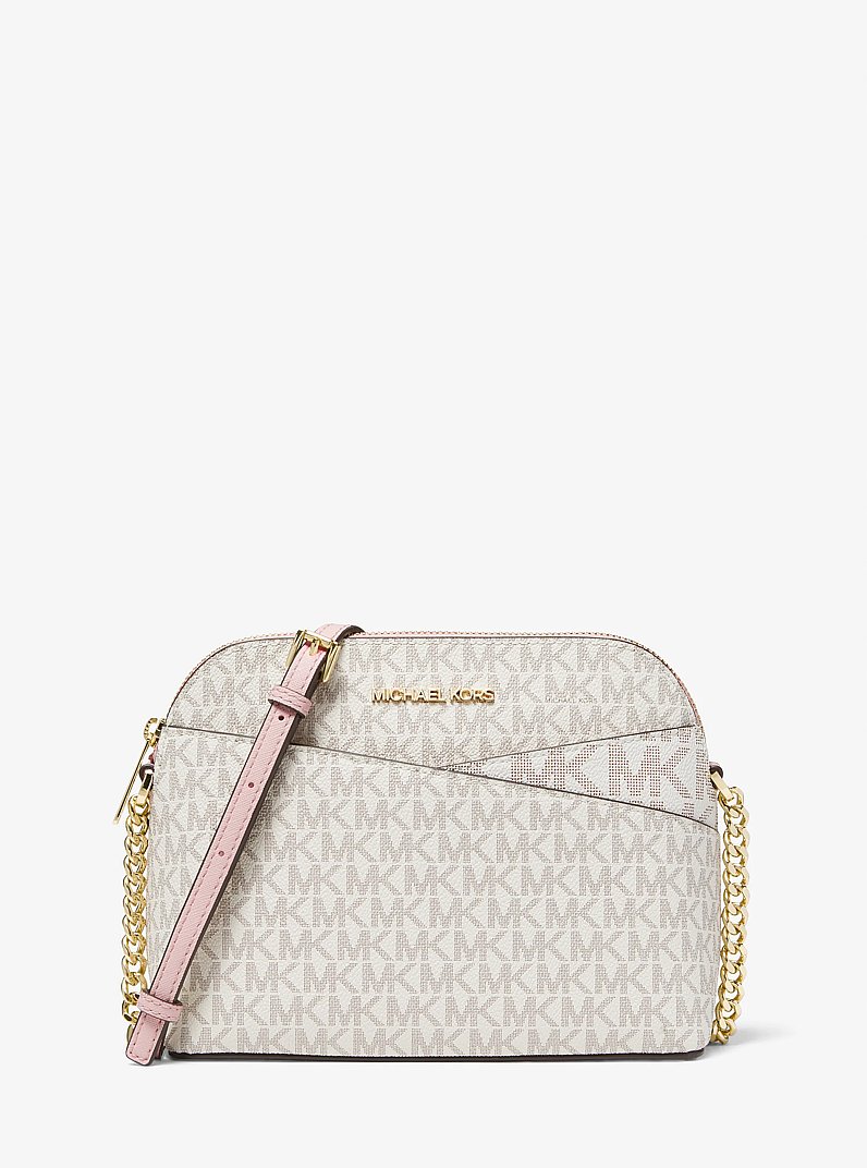 Jet Set Travel Medium Logo Dome Crossbody Bag in PWD BLSH MLT | Michael Kors