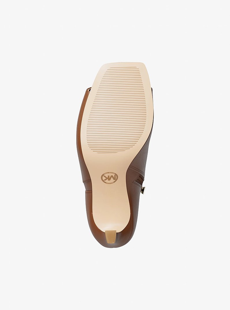 Yvette Signature Logo Trim Open-Toe Sandal in LUGGAGE | Michael Kors