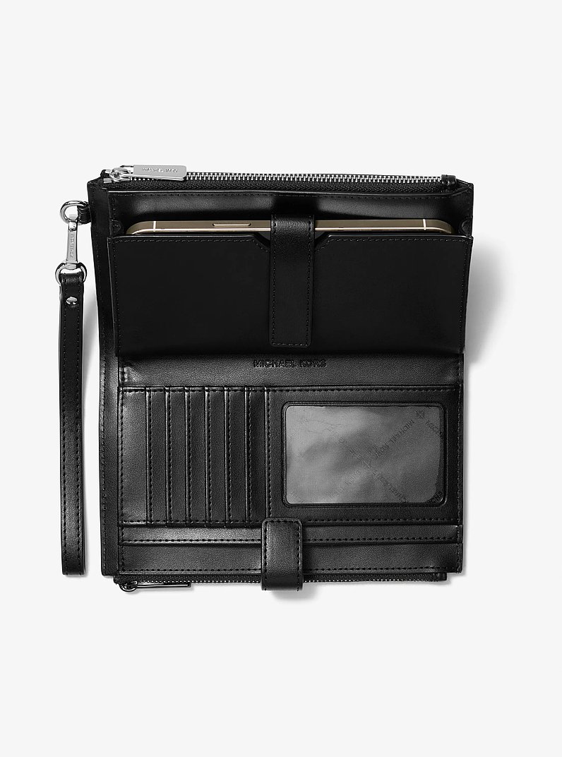 Jet Set Large Ombr&eacute; Signature Logo Wristlet in BLACK | Michael Kors