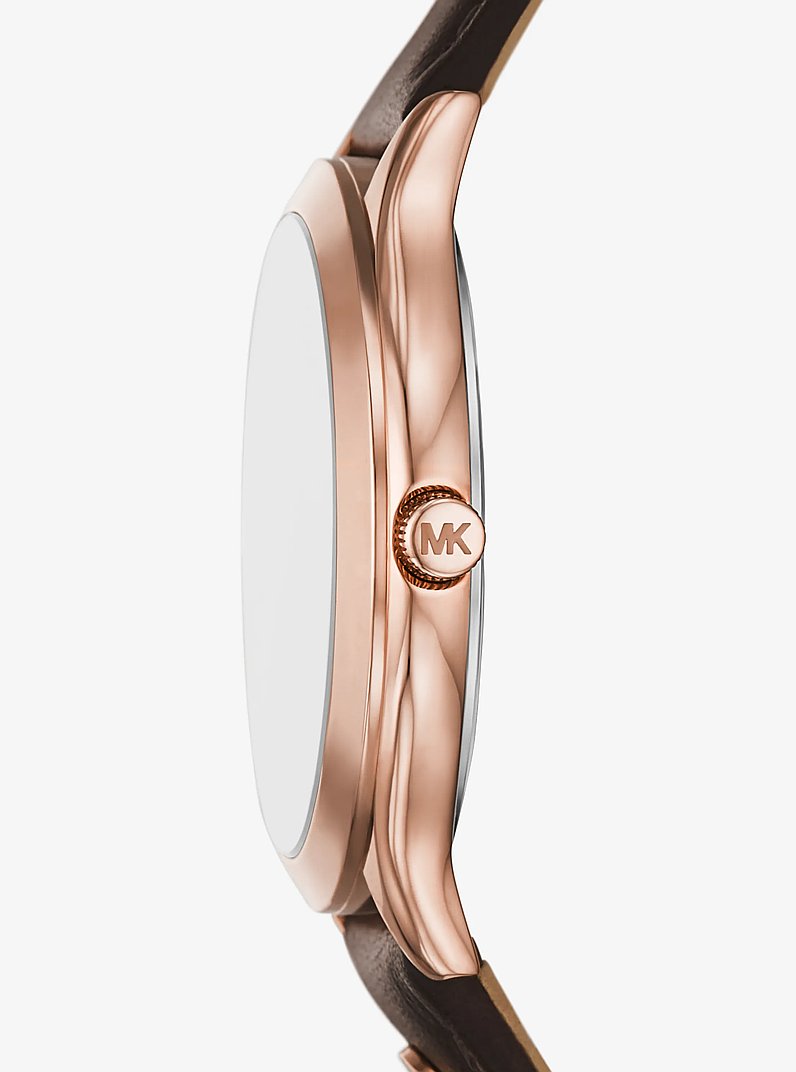 Horloge Slim Runway met leren bandje, ros&eacute;goudkleurig in ROS&Eacute;GOUD | Michael Kors