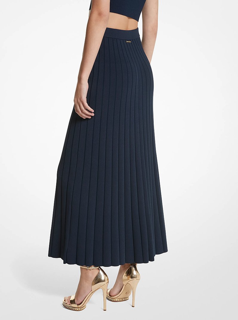Ribbed Stretch Knit Maxi Skirt in MIDNIGHTBLUE | Michael Kors