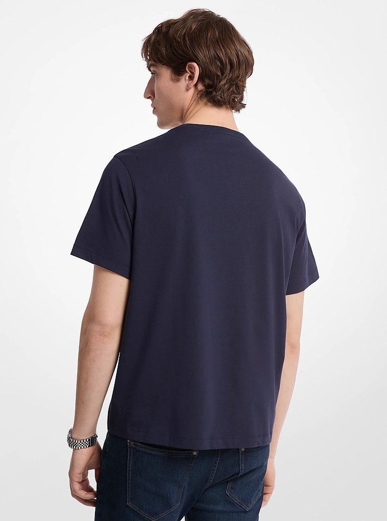 Geometric Print Logo Cotton T-Shirt in MIDNIGHT | Michael Kors