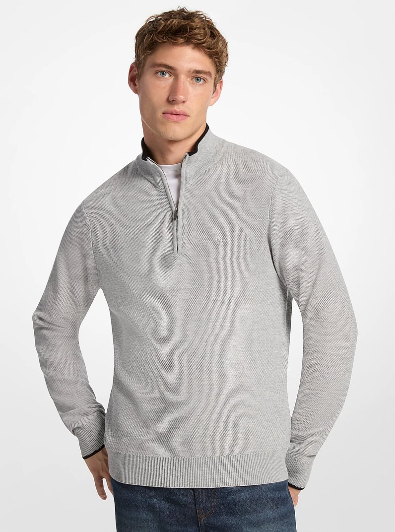 Wool Blend Quarter-Zip Sweater in BLACK - Sale | Michael Kors