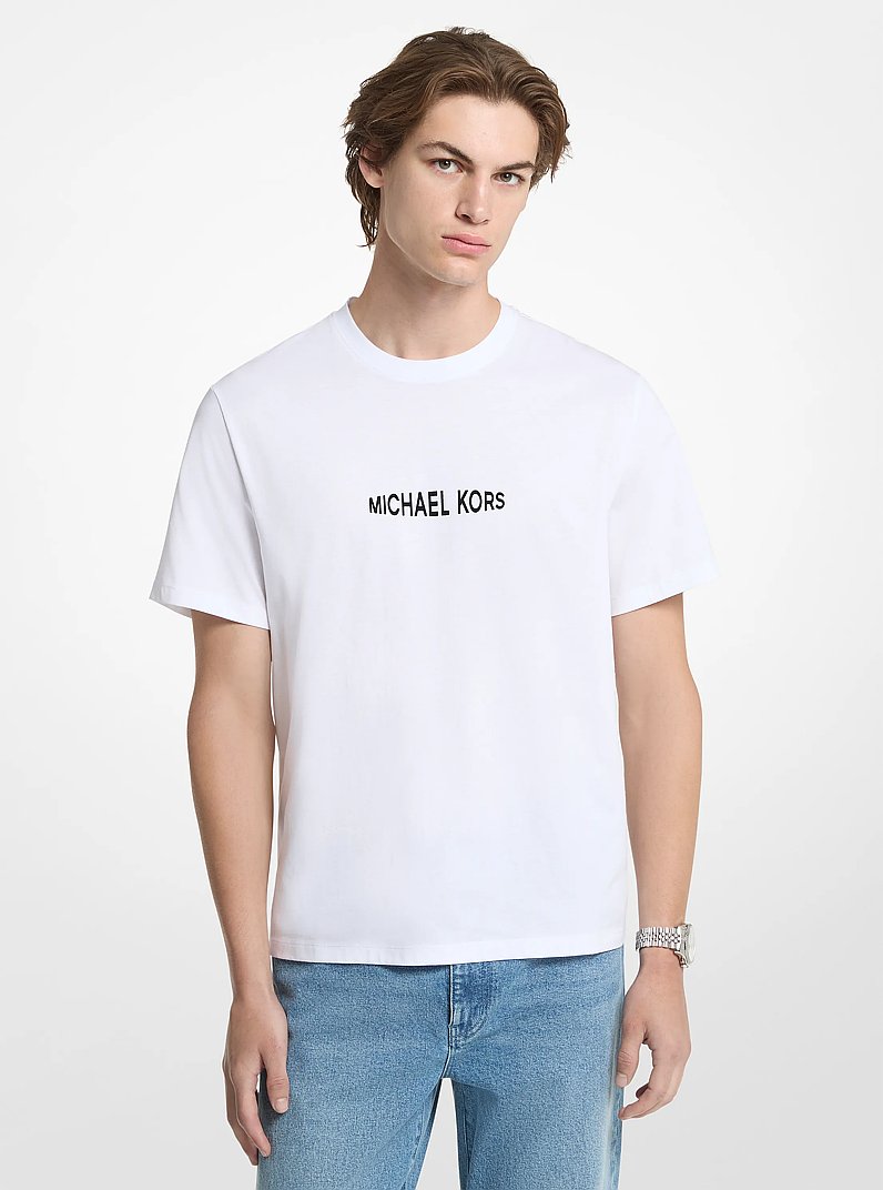 Graphic Logo Cotton Jersey T-Shirt in WHITE | Michael Kors