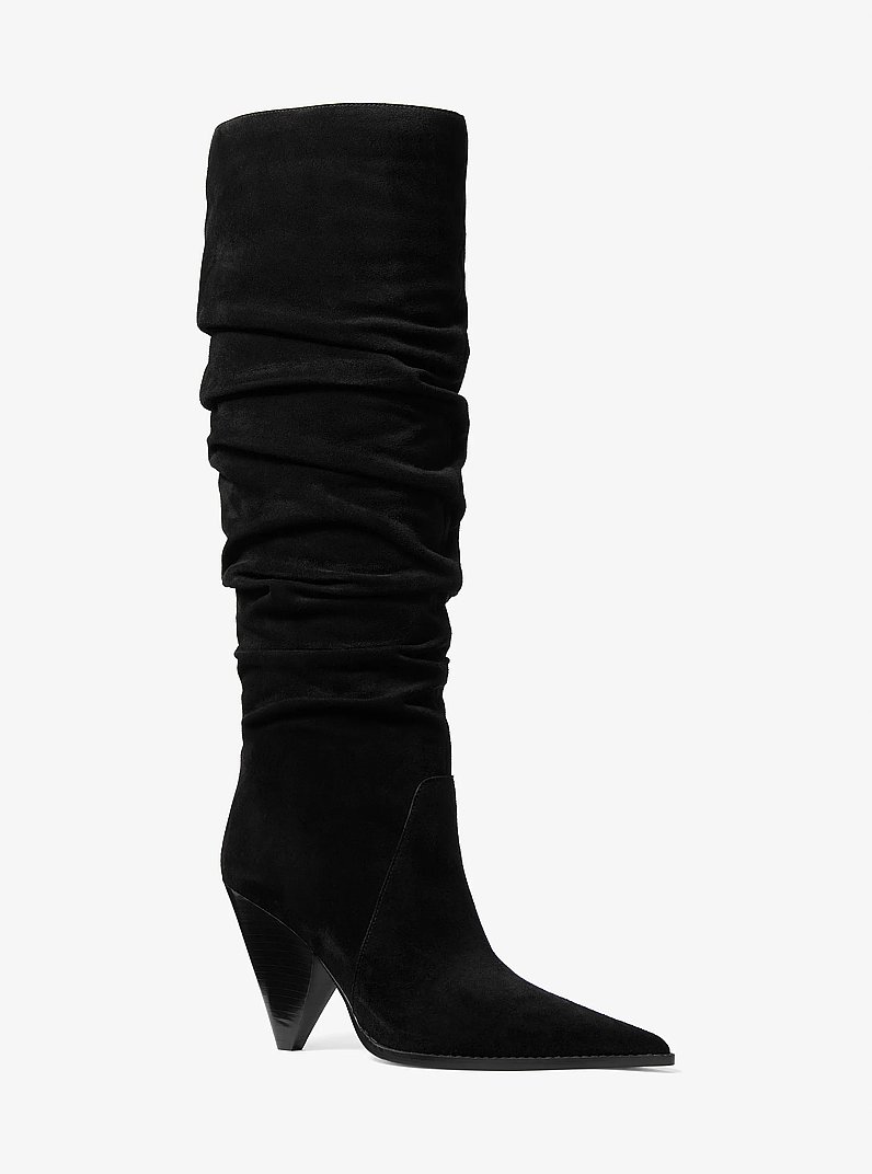 Stiefel Jayla aus Wildleder mit Raffung in SCHWARZ | Michael Kors
