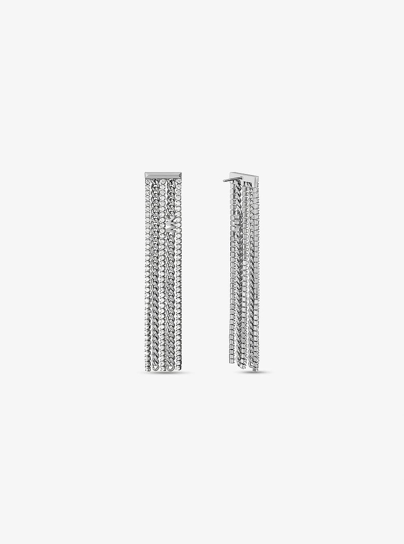 Pendant d'oreilles en laiton &agrave; placage en m&eacute;tal pr&eacute;cieux et &agrave; pav&eacute; in ARGENT | Michael Kors