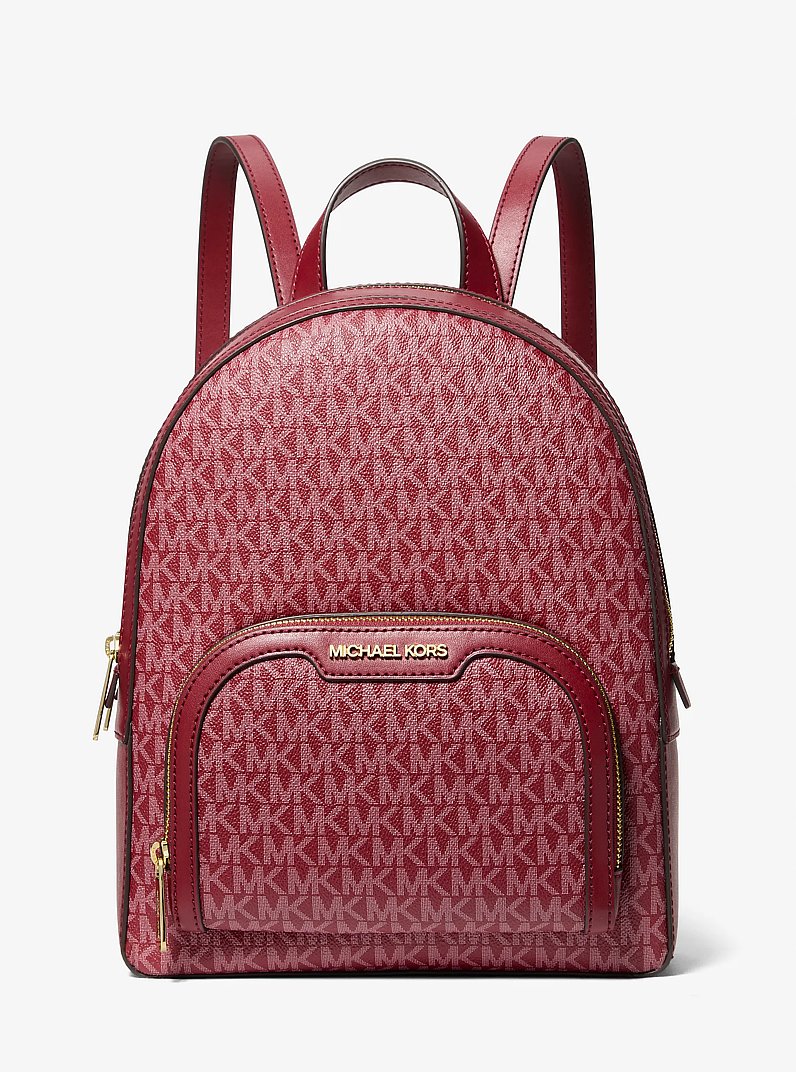 Jaycee Medium Signature Logo Backpack in CHERRY | Michael Kors