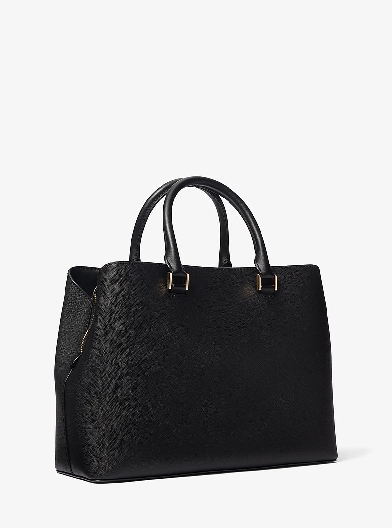 Bolso satchel Savannah grande de cuero saffiano in NEGRO | Michael Kors